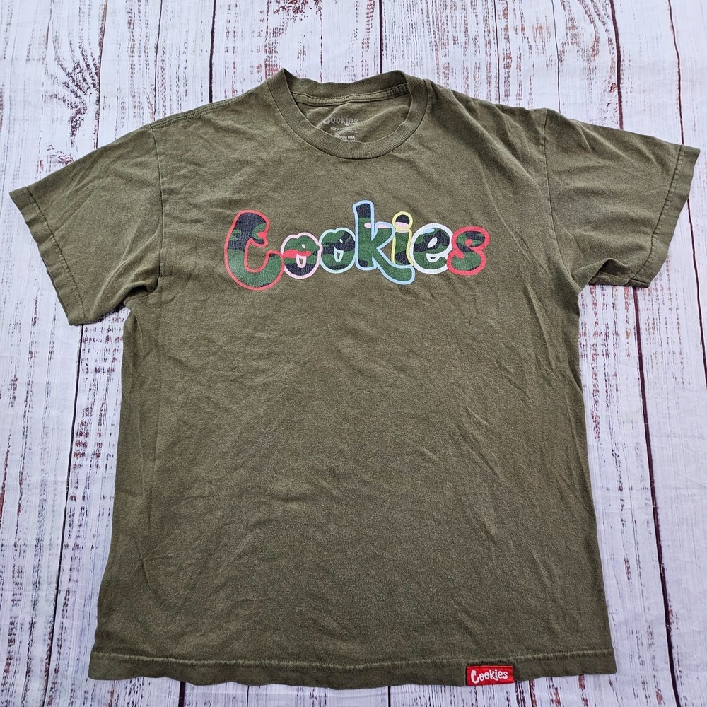 Cookies Green Short Sleeve Cotton T-Shirt Men's L